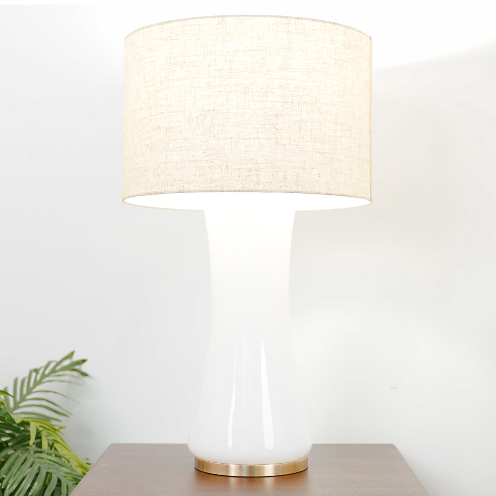 Cascade Glass Lamp Golden Base Off White Glass Table Lamp from Midinmod - Luna Furniture
