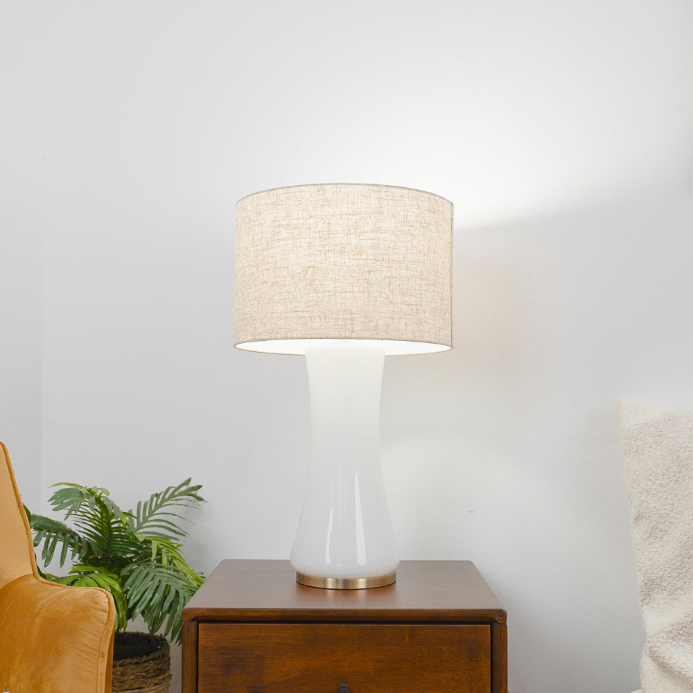 Cascade Glass Lamp Golden Base Off White Glass Table Lamp from Midinmod - Luna Furniture