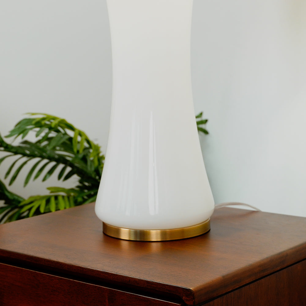 Cascade Glass Lamp Golden Base Off White Glass Table Lamp from Midinmod - Luna Furniture