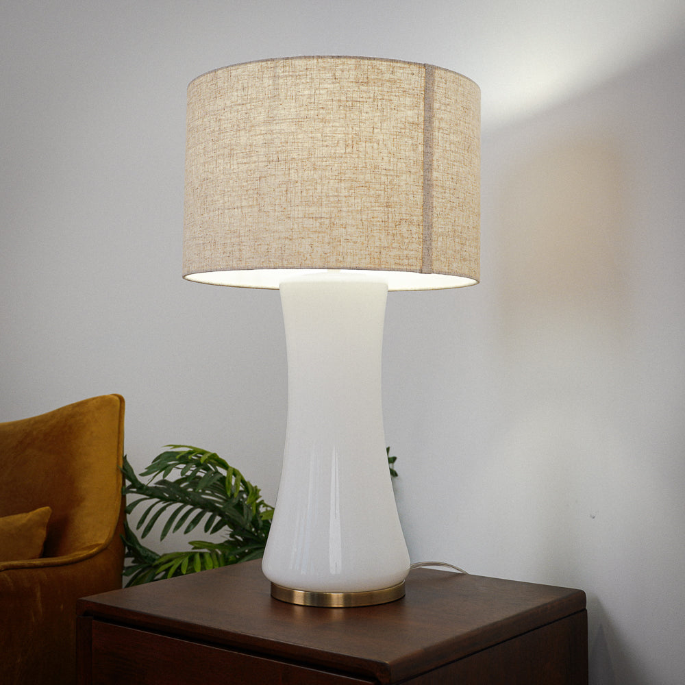 Cascade Glass Lamp Golden Base Off White Glass Table Lamp from Midinmod - Luna Furniture
