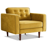 Casey Mid-Century Modern Pillow Back Velvet Upholstered Armchair in Gold from Ashcroft Furniture - Luna Furniture