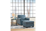 Cashton Blue Chair and Ottoman from Ashley - Luna Furniture