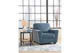 Cashton Blue Chair and Ottoman from Ashley - Luna Furniture