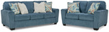Cashton Blue Queen Sofa Sleeper and Loveseat from Ashley - Luna Furniture
