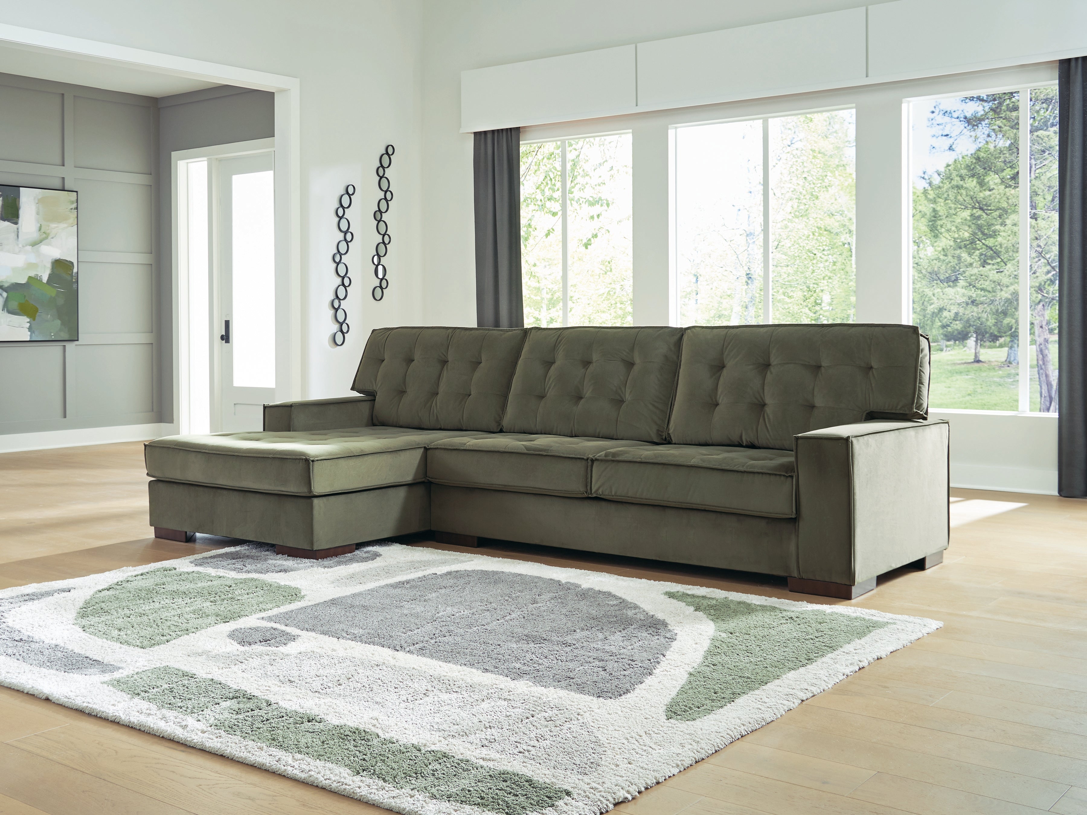 Ashley Caspian-Town Olive 2-Piece LAF Chaise Sectional – Luna