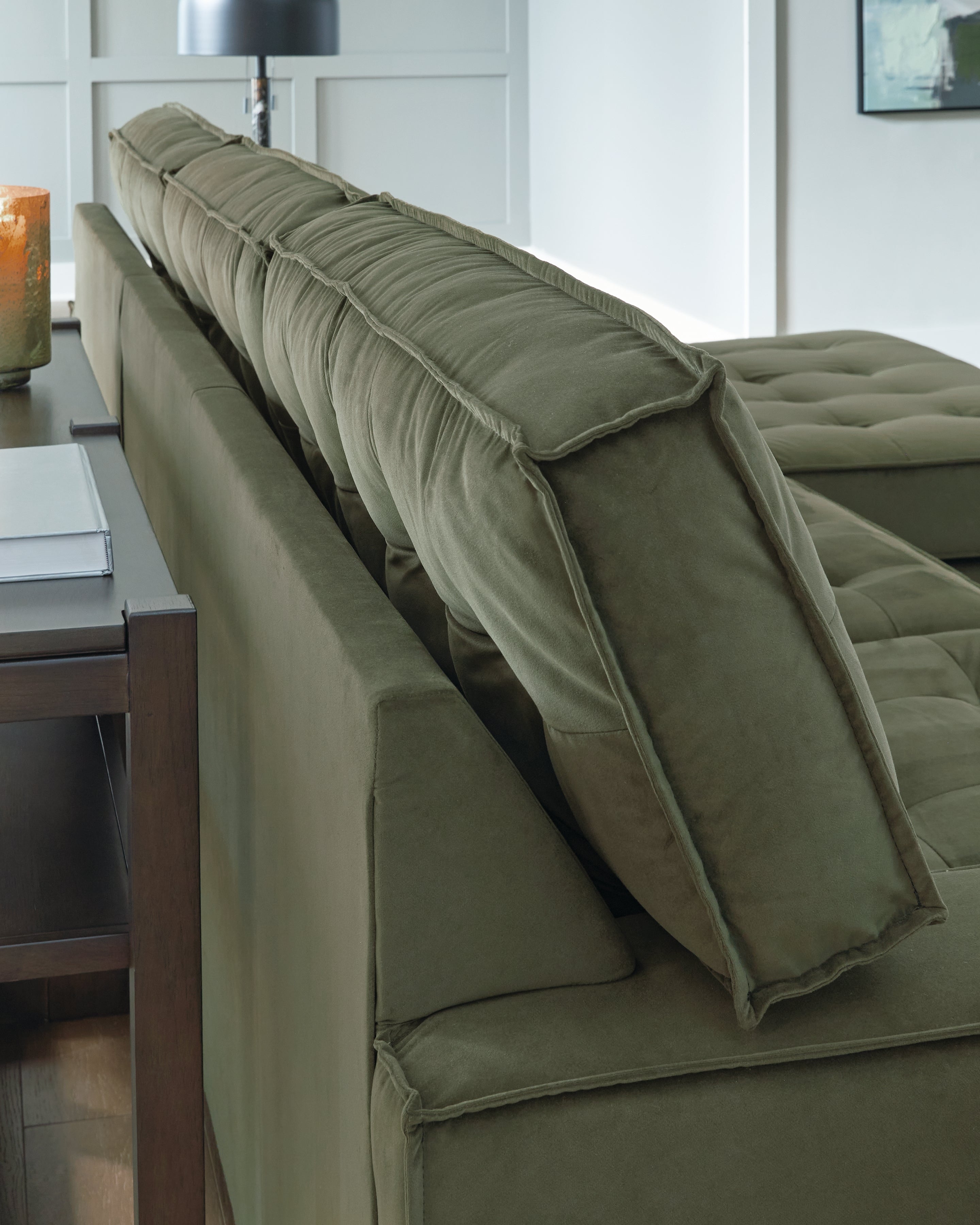 Ashley Caspian-Town Olive 2-Piece RAF Chaise Sectional – Luna