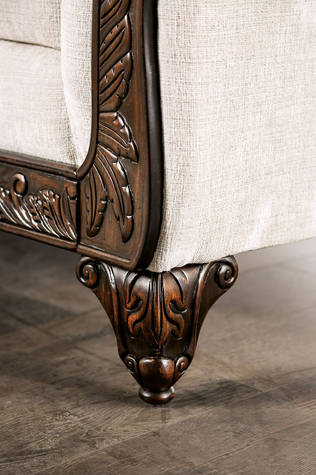 Cassani Light Gray/Walnut Sofa from Furniture of America - Luna Furniture