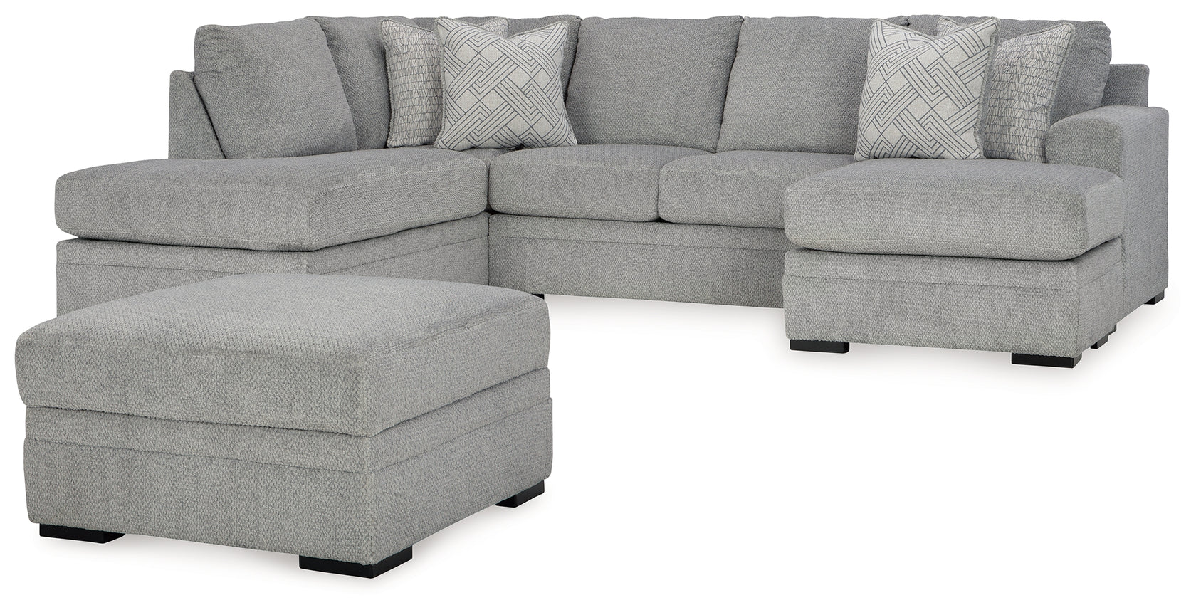 Casselbury Cement 2-Piece Sectional with Ottoman from Ashley - Luna Furniture