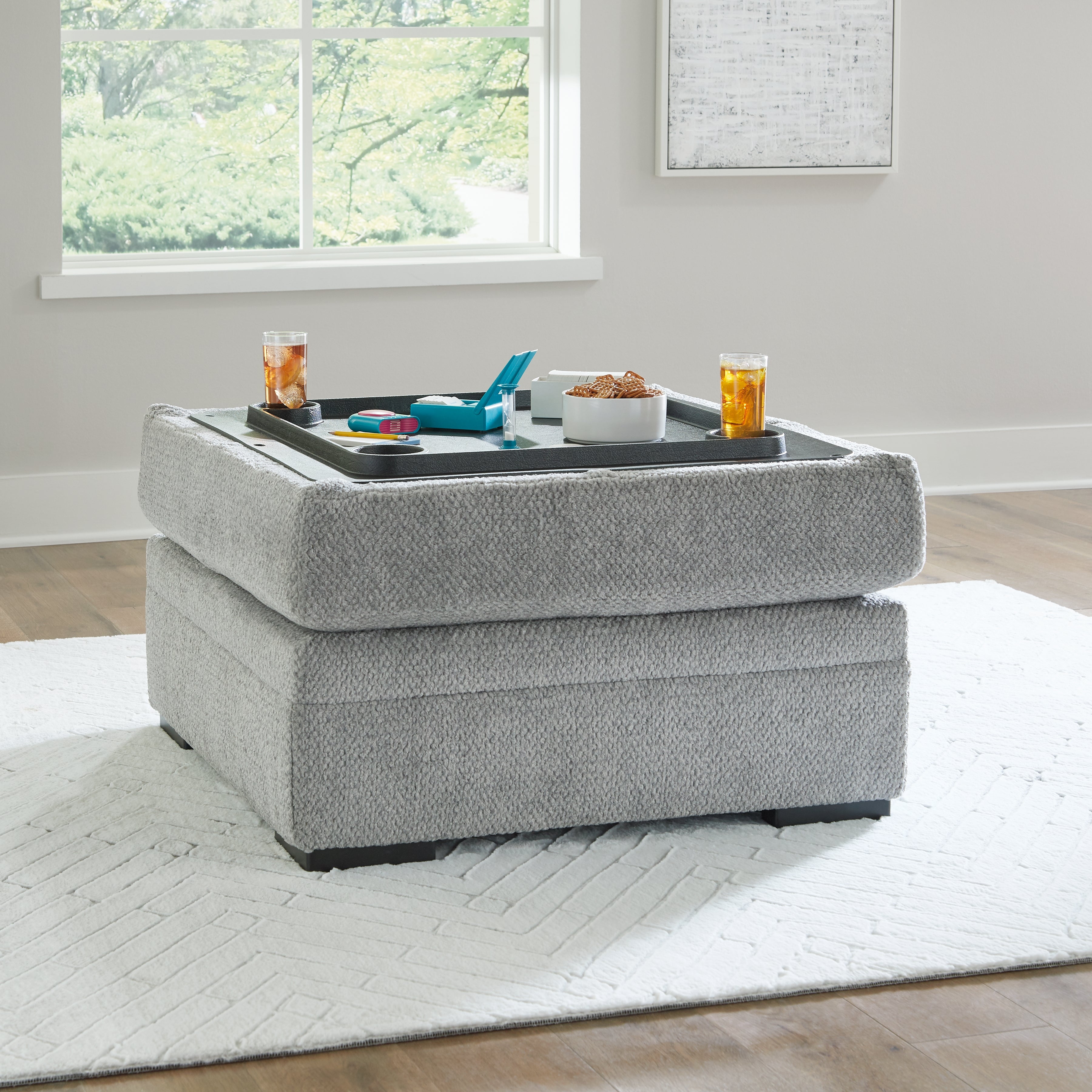 Ashley Casselbury Cement 2-Piece Sectional with Ottoman – Luna