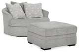 Casselbury Cement Oversized Swivel Chair and Ottoman from Ashley - Luna Furniture