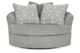 Casselbury Cement Oversized Swivel Chair and Ottoman from Ashley - Luna Furniture