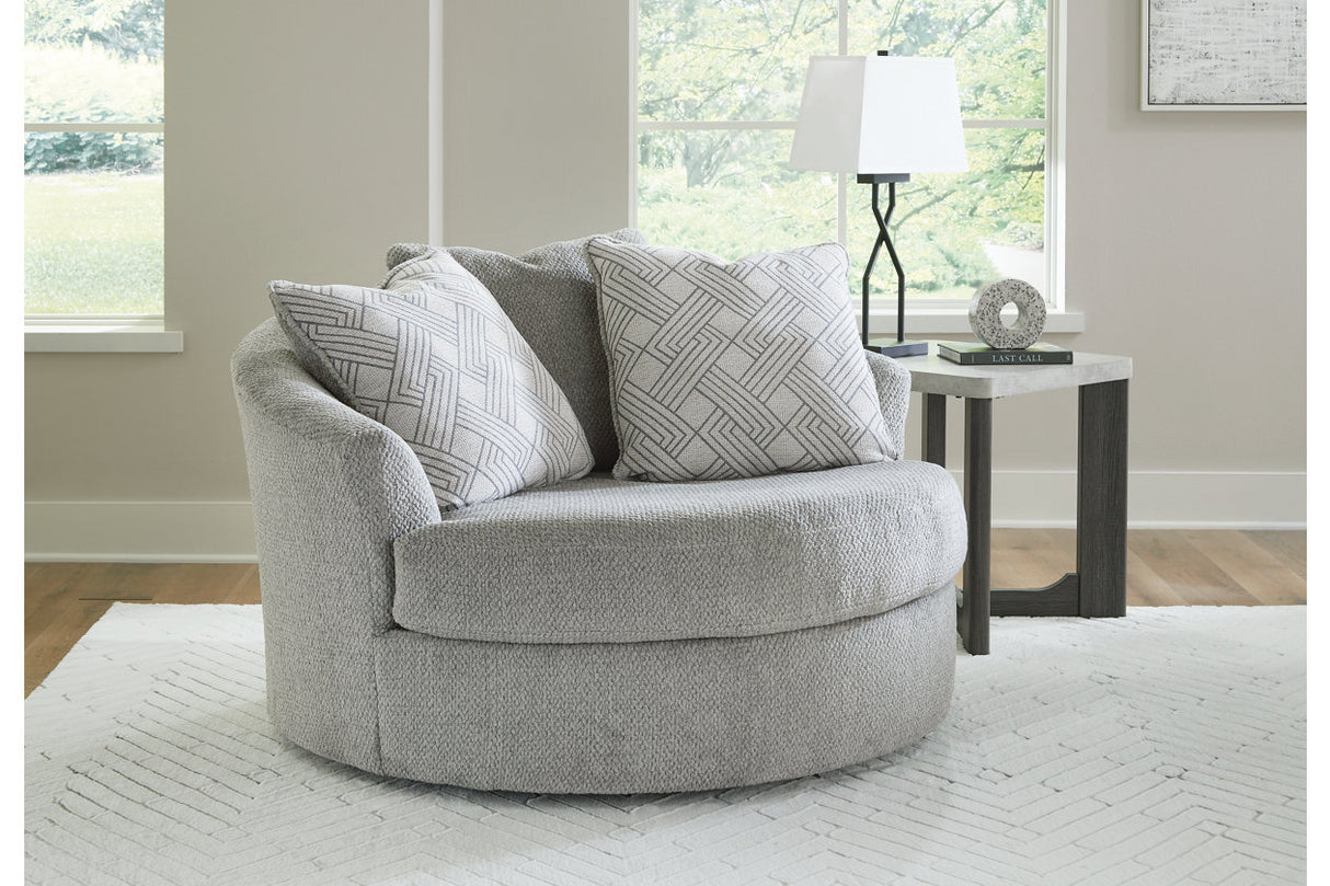 Casselbury Cement Oversized Swivel Chair and Ottoman from Ashley - Luna Furniture