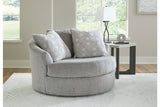 Casselbury Cement Oversized Swivel Chair and Ottoman from Ashley - Luna Furniture