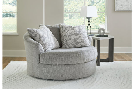 Casselbury Cement Oversized Swivel Chair and Ottoman from Ashley - Luna Furniture