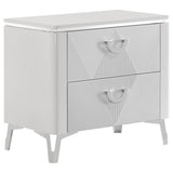 Cassia White High Gloss 2-Drawer Nightstand from Coaster - Luna Furniture