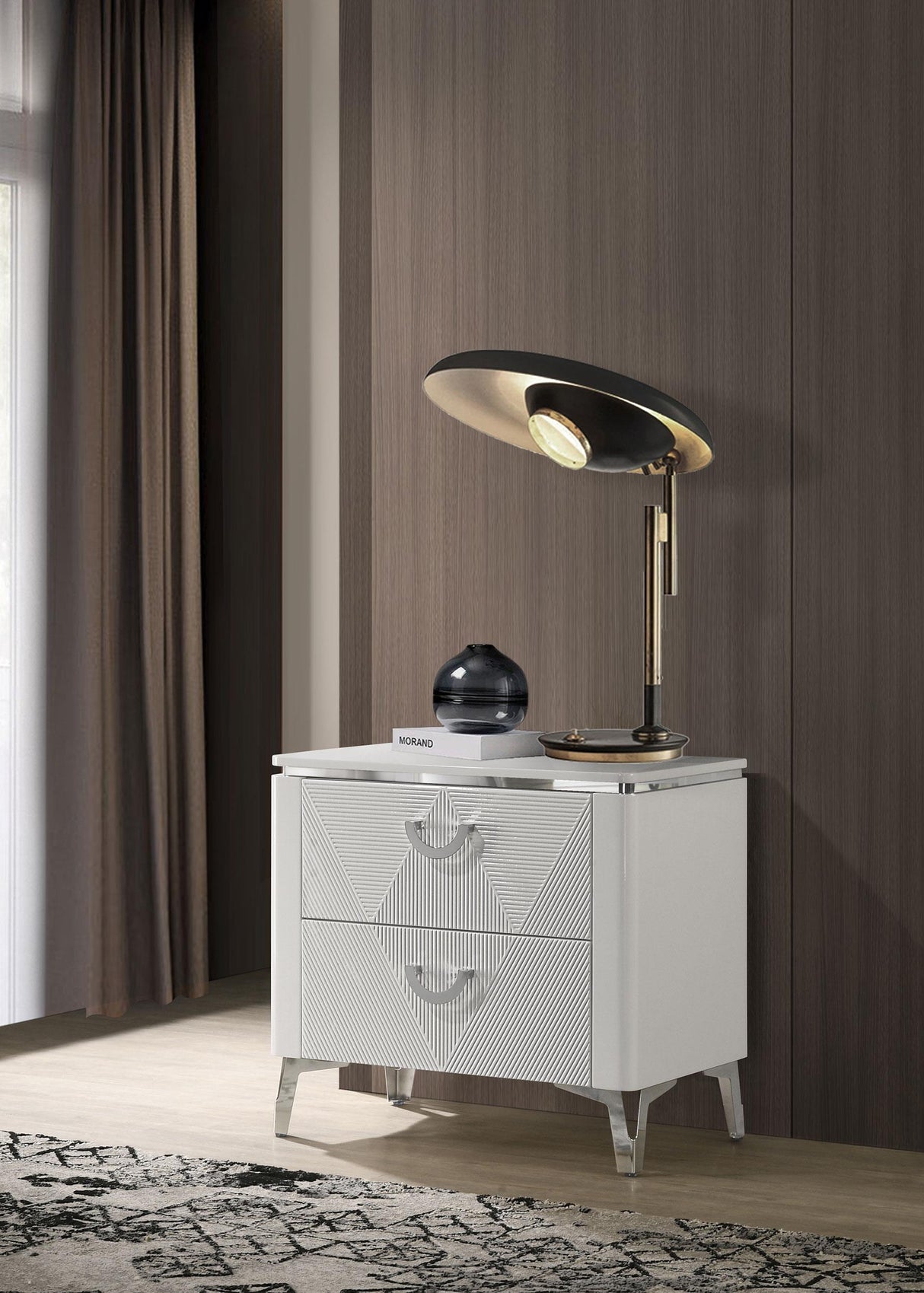 Cassia White High Gloss 2-Drawer Nightstand from Coaster - Luna Furniture