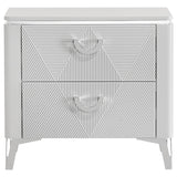 Cassia White High Gloss 2-Drawer Nightstand from Coaster - Luna Furniture