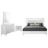 Cassia White High Gloss 4-Piece Eastern King LED Bedroom Set from Coaster - Luna Furniture