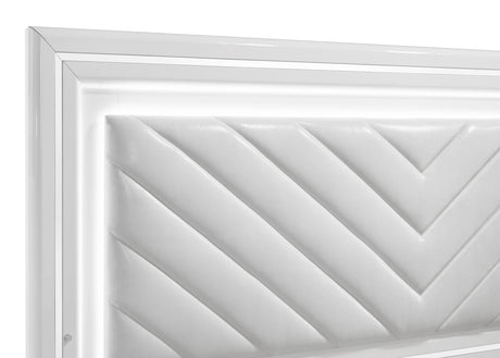 Cassia White High Gloss 4-Piece Queen LED Bedroom Set from Coaster - Luna Furniture