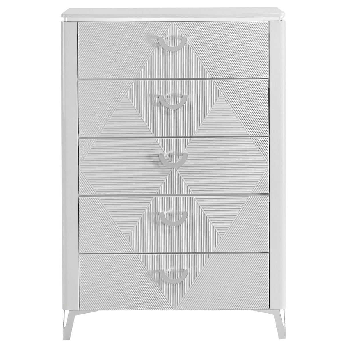 Cassia White High Gloss 5-Drawer Bedroom Chest from Coaster - Luna Furniture