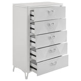 Cassia White High Gloss 5-Drawer Bedroom Chest from Coaster - Luna Furniture
