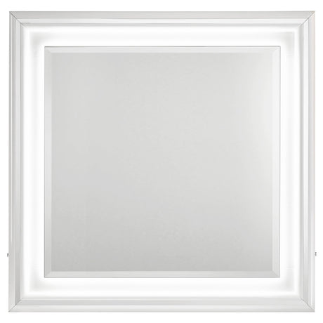 Cassia White High Gloss 5-Piece Queen LED Bedroom Set from Coaster - Luna Furniture