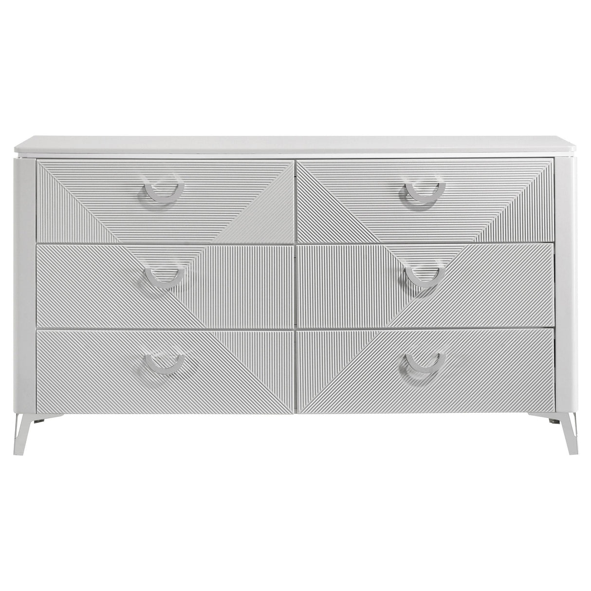 Cassia White High Gloss 6-Drawer Bedroom Dresser from Coaster - Luna Furniture