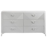 Cassia White High Gloss 6-Drawer Bedroom Dresser from Coaster - Luna Furniture