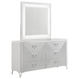 Cassia White High Gloss 6-Drawer Dresser with Mirror from Coaster - Luna Furniture