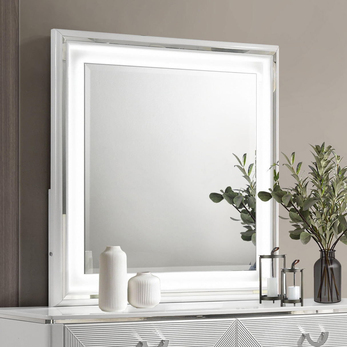 Cassia White High Gloss Dresser Mirror from Coaster - Luna Furniture