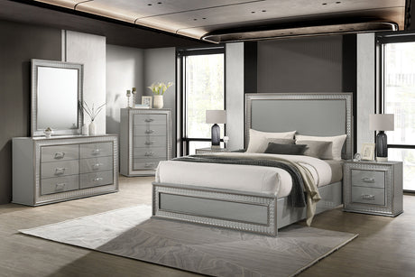Cassiopeia Metallic Gray King Panel Bed from Furniture of America - Luna Furniture