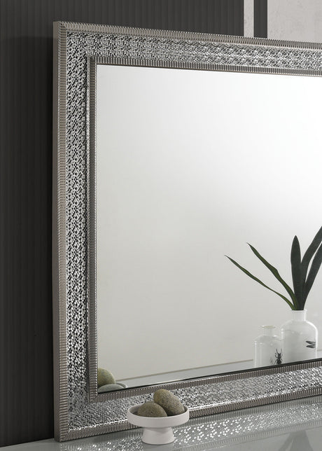 Cassiopeia Metallic Gray Rect Mirror (Mirror Only) from Furniture of America - Luna Furniture