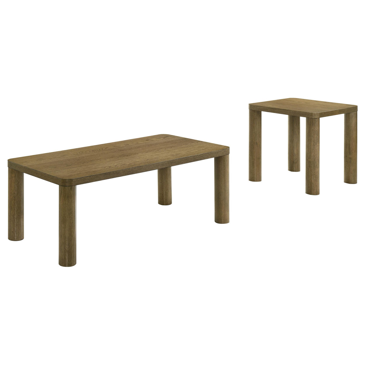 Castlewood Brown Oak 2-Piece Cocktail Coffee Table Set from Coaster - Luna Furniture