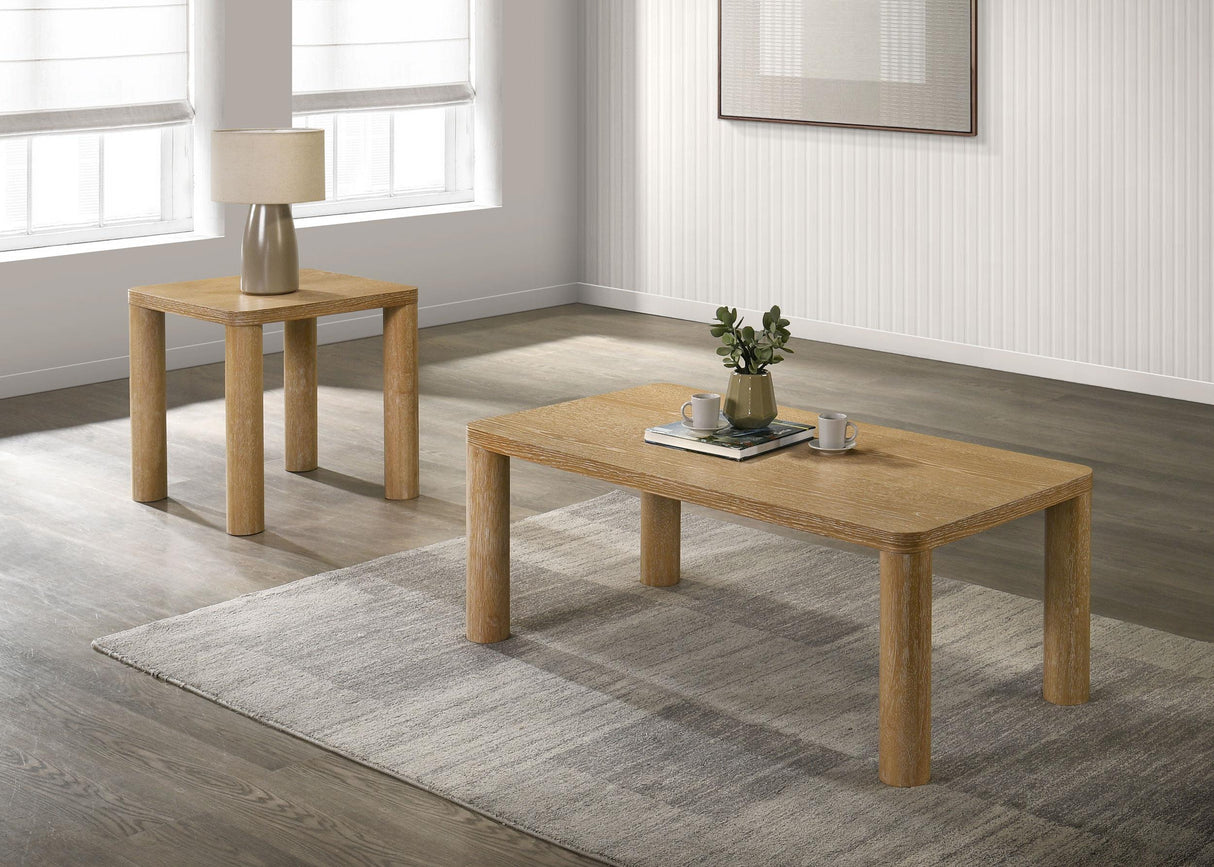Castlewood Light Oak 2-Piece Cocktail Coffee Table Set from Coaster - Luna Furniture