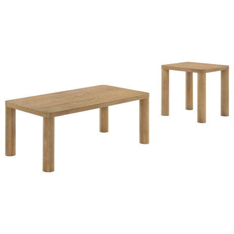 Castlewood Light Oak 2-Piece Cocktail Coffee Table Set from Coaster - Luna Furniture