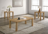 Castlewood Light Oak 3-Piece Cocktail Coffee Table Set from Coaster - Luna Furniture