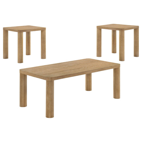 Castlewood Light Oak 3-Piece Cocktail Coffee Table Set from Coaster - Luna Furniture