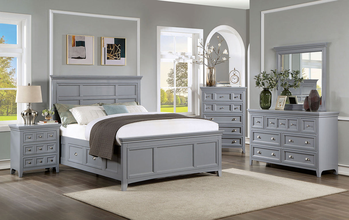 Castlile Gray King Storage Platform Bed from Furniture of America - Luna Furniture