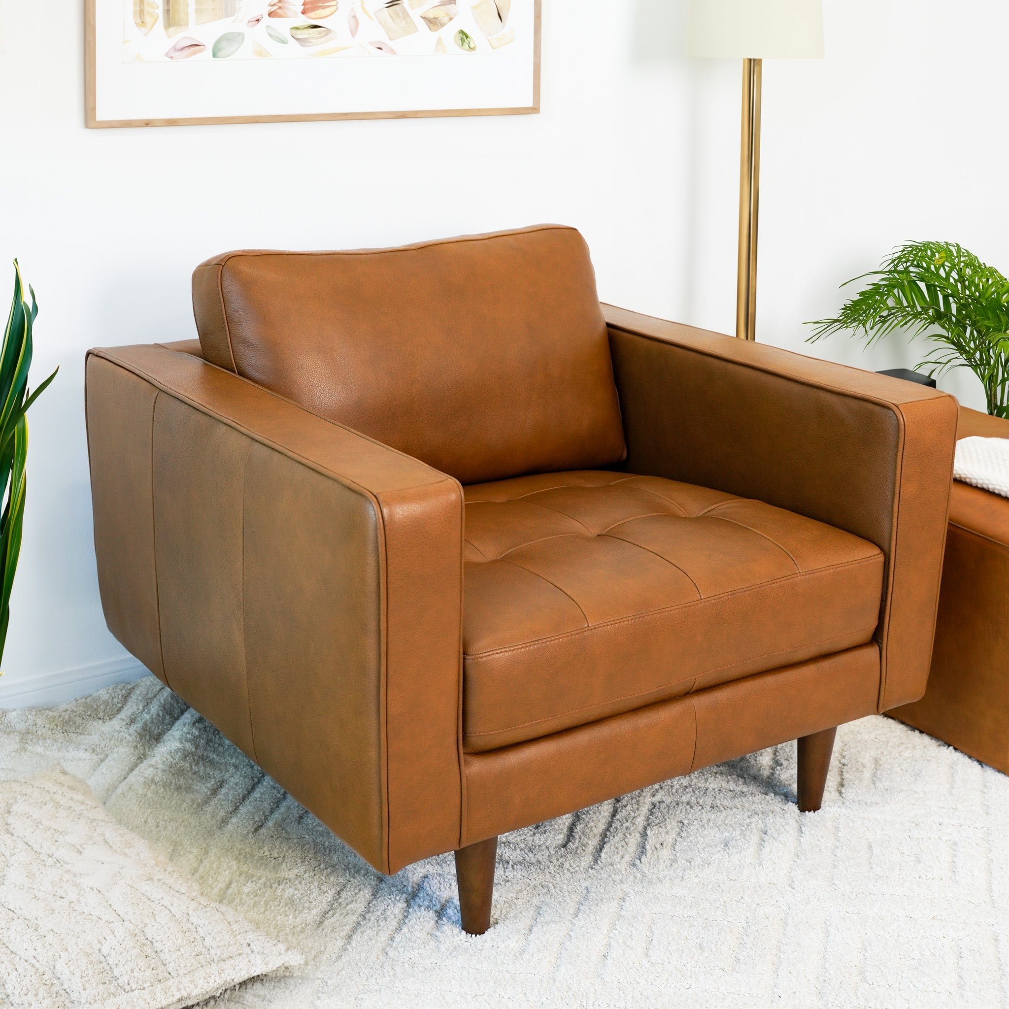 Tessa Tan Leather Lounge Chair – Luna Furniture