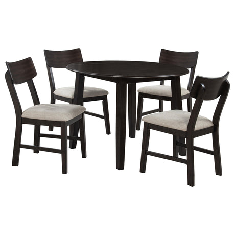Catley Dark Coffee 5-Piece Round Drop Leaf Dining Set from Coaster - Luna Furniture