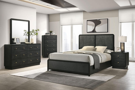 Cavelle Black 47-inch Upholstered Eastern King Bed from Coaster - Luna Furniture