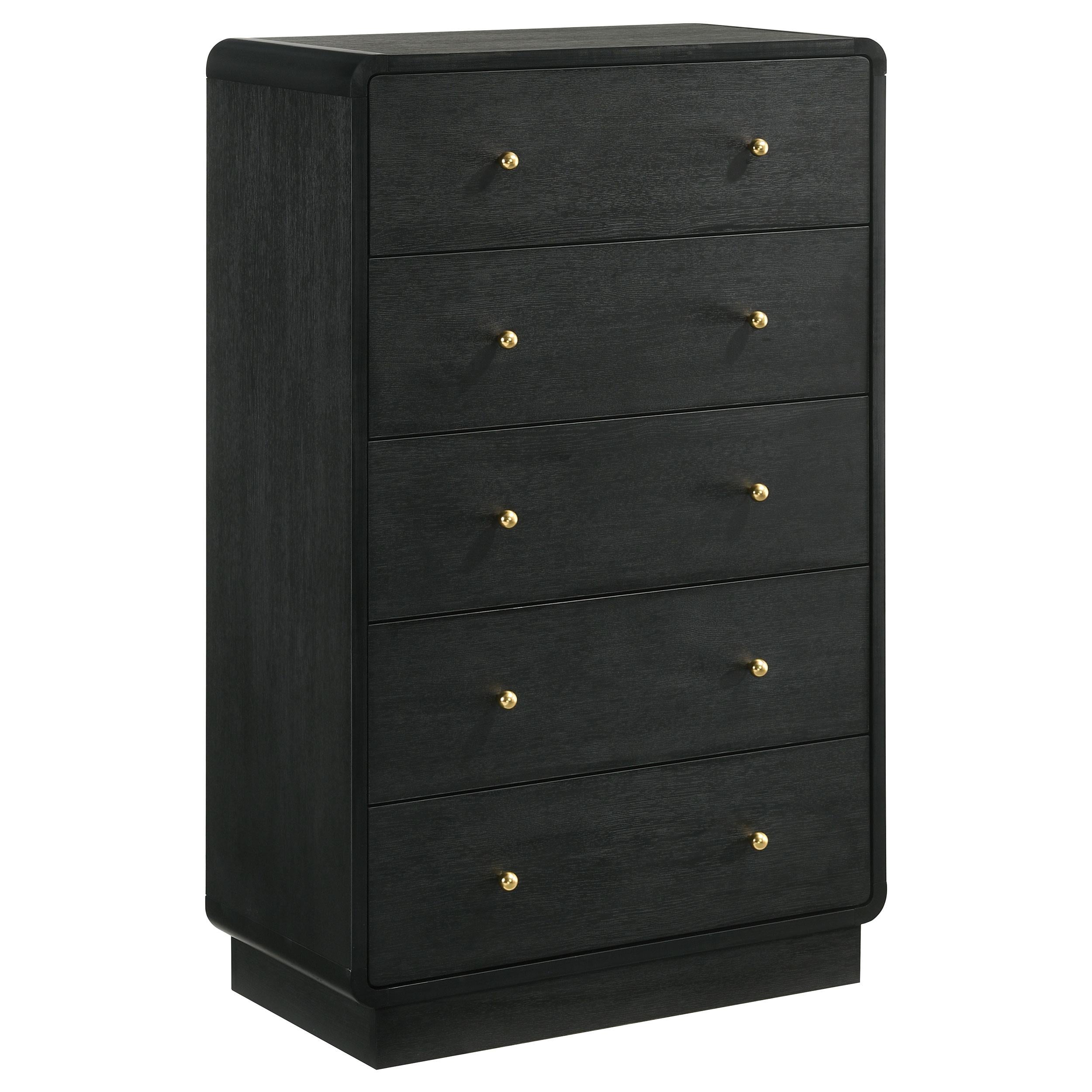 Cavelle Black 5-Drawer Chest – Luna Furniture