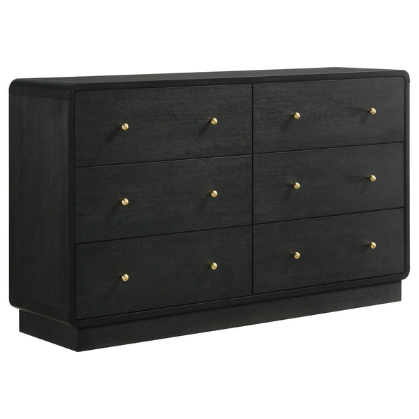 Cavelle Black 6-Drawer Dresser Cabinet