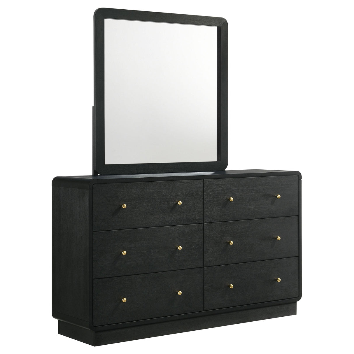 Cavelle Black 6-Drawer Dresser and Mirror from Coaster - Luna Furniture