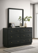 Cavelle Black 6-Drawer Dresser and Mirror from Coaster - Luna Furniture