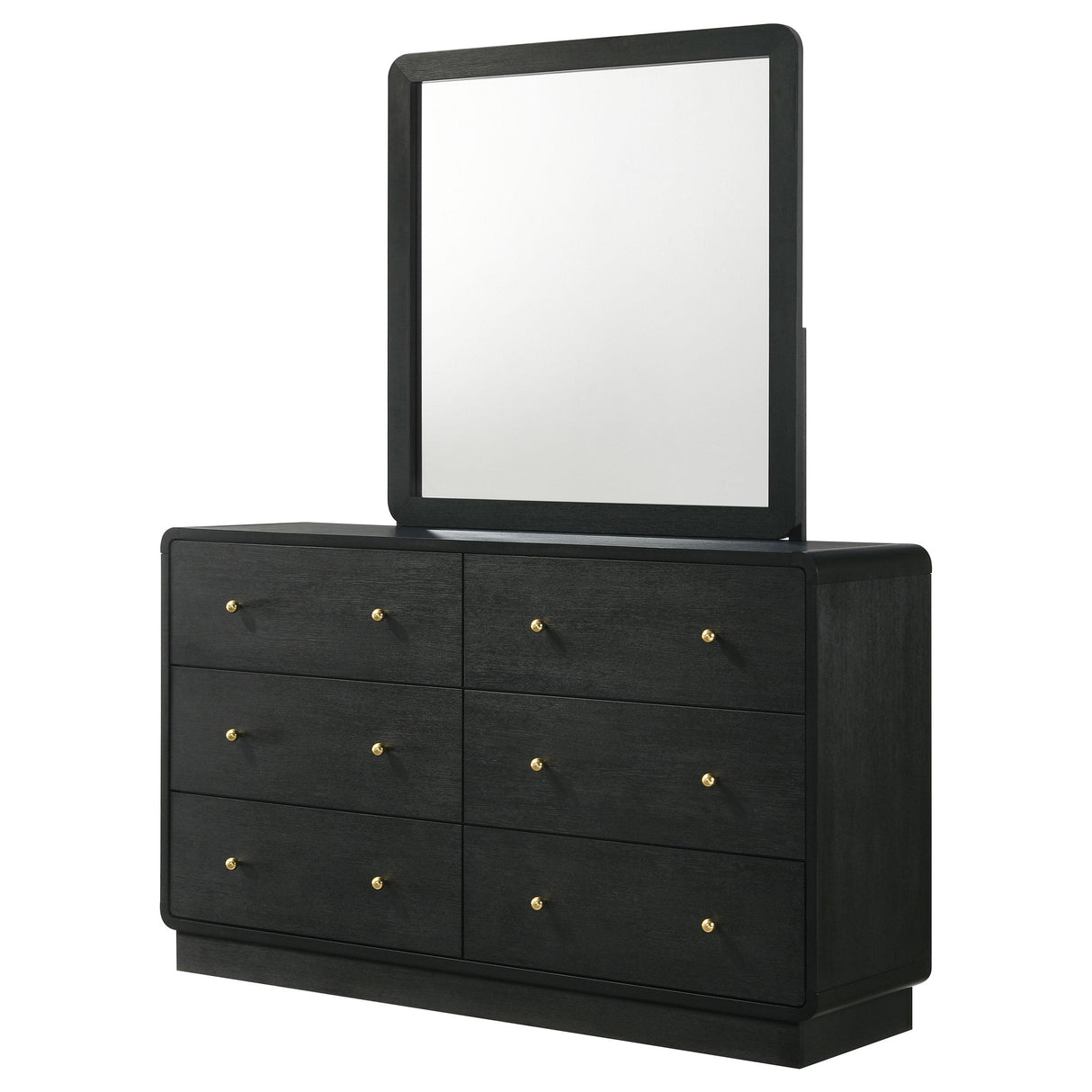 Cavelle Black 6-Drawer Dresser and Mirror from Coaster - Luna Furniture