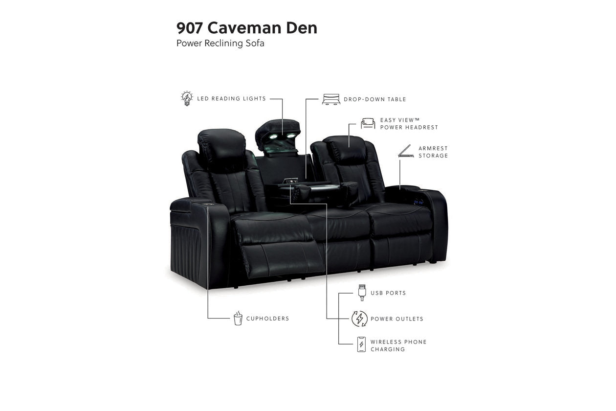 Caveman Den Midnight Power Reclining Living Room Set – Luna Furniture