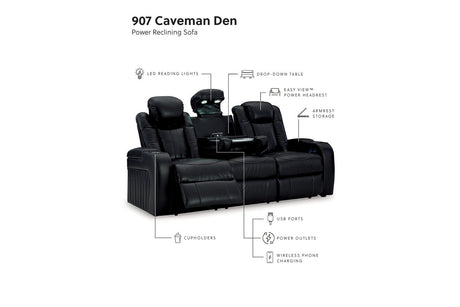 Caveman Den Midnight Power Reclining Living Room Set from Ashley - Luna Furniture