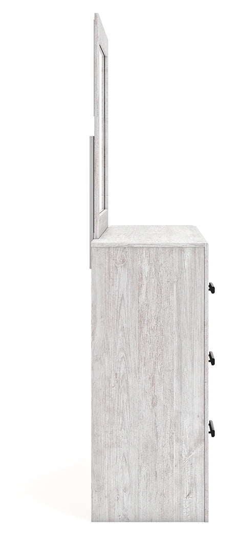 Cayboni Full Panel Bed with Mirrored Dresser and Chest in Whitewash from Ashley - Luna Furniture