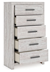 Cayboni Full Panel Bed with Mirrored Dresser and Chest in Whitewash from Ashley - Luna Furniture
